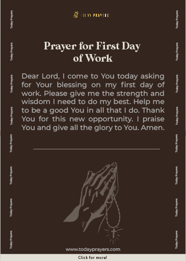 Prayer For The First Day of Work